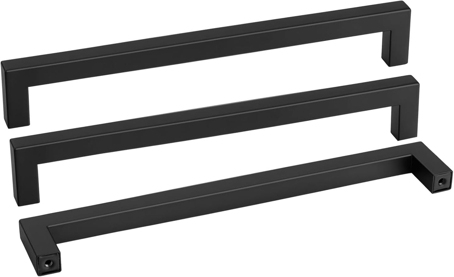 Goldenwarm 10 Pack Black Square Bar Cabinet Pull Drawer Handle Stainless Steel Modern Hardware for Kitchen and Bathroom Cabinets Cupboard,Center to Center 12-3/5in(320mm) Kitchen Door Handles