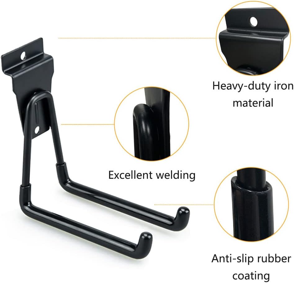 Slatwall Hooks, Slat Wall Accessories Multi Size Garage Hooks Storage Utility Hanging Hooks Wall Mount Tool Holder for Ladder Garden Tools (14 Pack, Black)