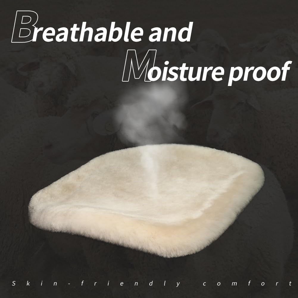 LLB Genuine Sheepskin Car Seat Cushion Seat Covers for Cars Trucks SUV Comfort Seat Protector Pad for Car Driver Seat Car Accessories for Women Office Chair Car Decor (Khaki, Front Seat Cushion-1 Pc)