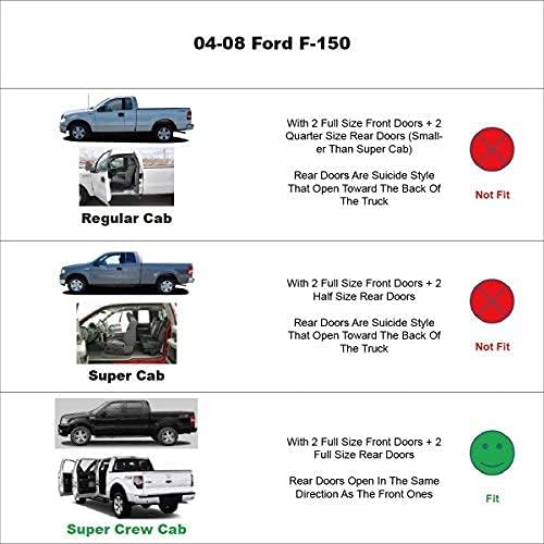 4pcs Shatterproof Rainproof Sun Rain Guards Shield Side Window Wind Deflectors Dark Smoke Vent Window Visors for F-150 04-08 Lincoln Mark LT 06-08 SuperCrew/Crew Cab 94443