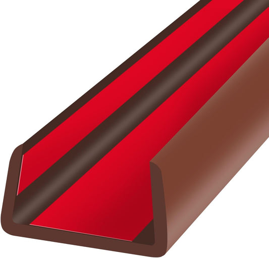 Rubber Edge Trim, Flexible Self Adhesive U Shaped Peel and Stick Edge Banding, 1-1/2"(38mm) U Channel Edge Protector, Edge Guards for Woods, Furniture, 20Ft, Brown Color