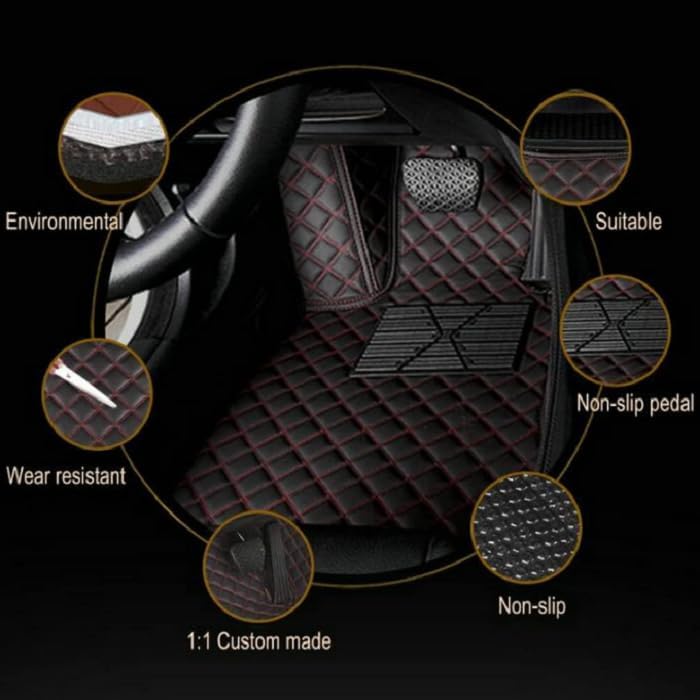 Customized Personalized car Floor mats, All-Weather Luxury car Floor mats, Waterproof and Anti Slip Leather car Floor mat Lining, 95% Customized car, Truck, and SUV Floor mats (Light Brown)