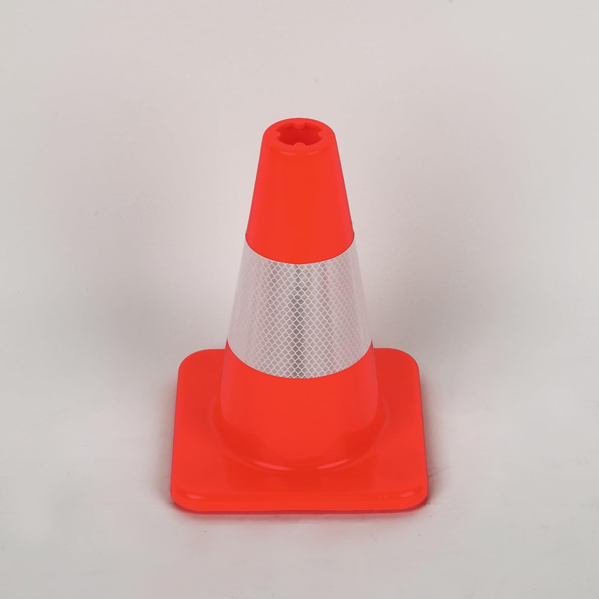 8 Pack All-PVC 1-Piece Traffic Cones, 360° Visible Fluorescent Orange-Red, No Base Separation for Parking, Sports, Driving Training, Construction Events