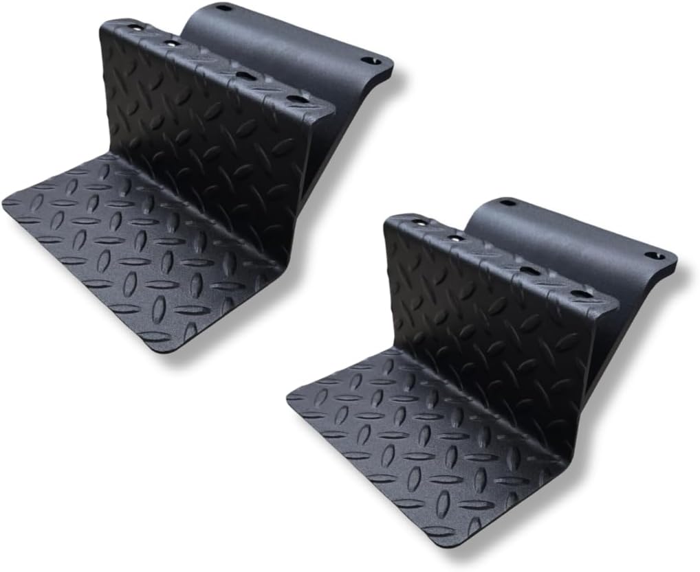 CJ5 Side Steps Compatible with Jeep © CJ Vehicles (Pair) - Solid Steel Construction - Metal Diamond Treadplate Traction Design - Universal Fitment on Classic CJ-5 (CJ7) (Solid-Black)