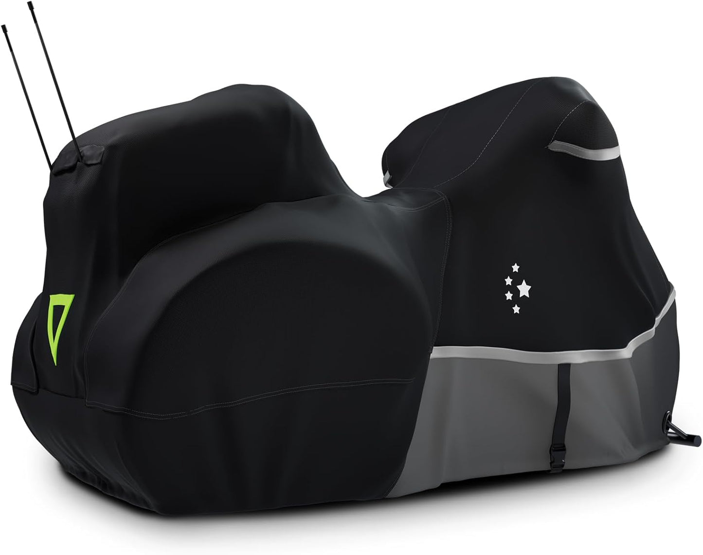 Motorcycle Cover with Side+Top Box Heavy Duty 420D Waterproof for Touring Models Harley Davidson Ultra Limited,Road Glide Limited, Gold Wing,Road Master,Indoor & Outdoor Storage Black/Gray