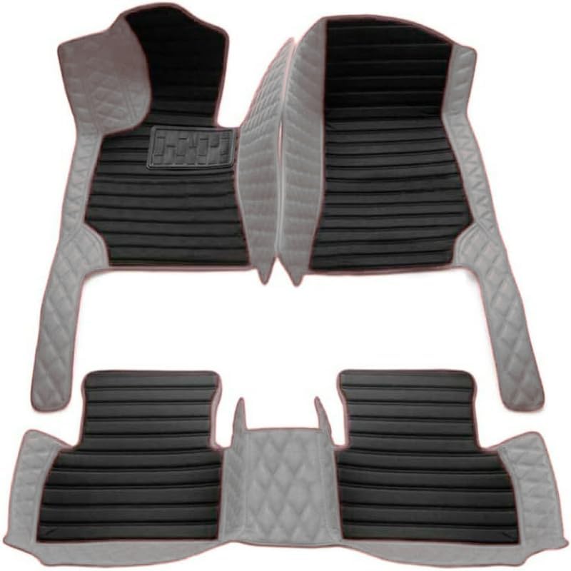 TAHALICustom Colors Car Floor Mats Black Pink for 99.9% Sedan SUV Sports， All-Weather Liners Car Floor mat，Luxury Leather Automotive Floor Mats (Grey Black,3D Floor Mats)