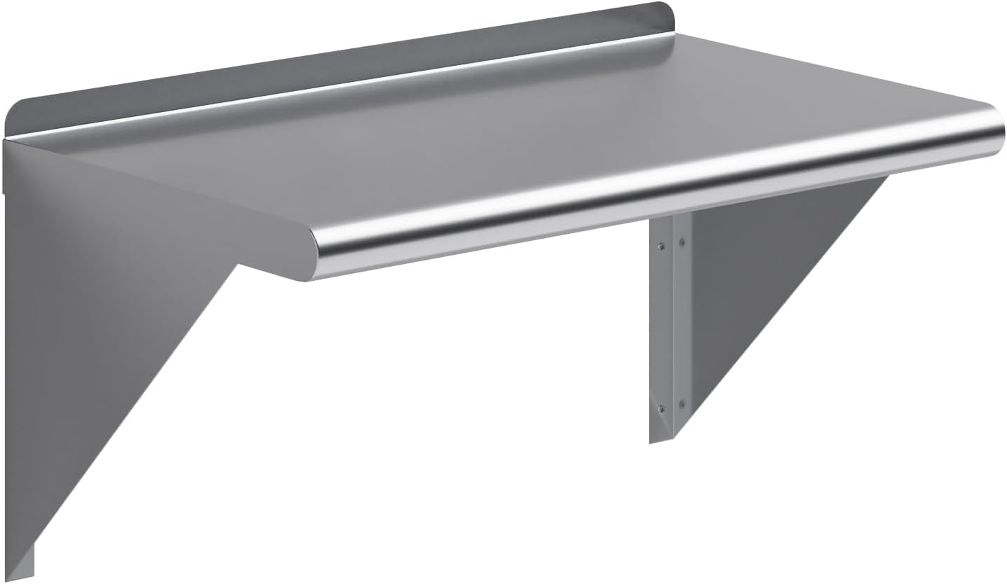 AmGood 24" Long X 14" Deep Stainless Steel Wall Shelf | NSF Certified | Appliance & Equipment Metal Shelving | Kitchen, Restaurant, Garage, Laundry, Utility Room