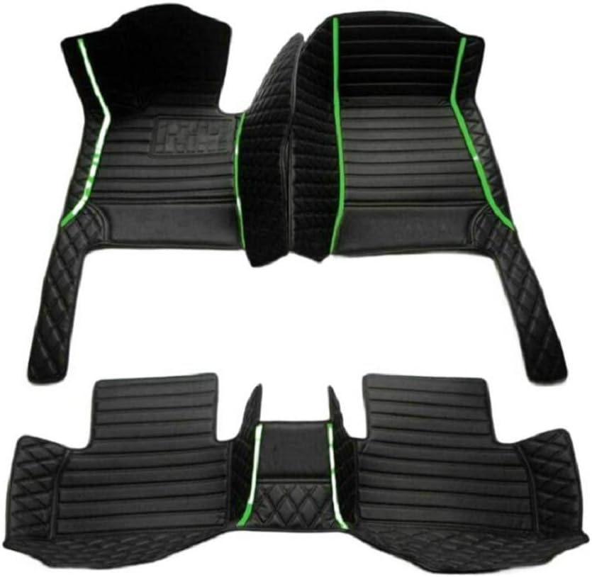 Customized Personalized car Floor mats, All-Weather Luxury car Floor mats, Waterproof and Anti Slip Leather car Floor mat Lining, 95% Customized car, Truck, and SUV Floor mats (Edge Green bar)