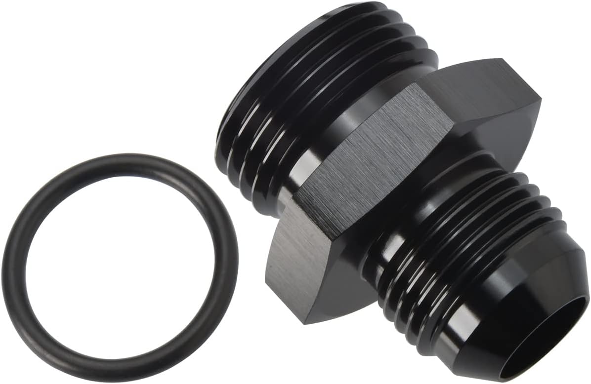10AN Male Flare to 12AN ORB O-ring Boss Fuel Pump Rail Adapter Fitting Aluminum Black