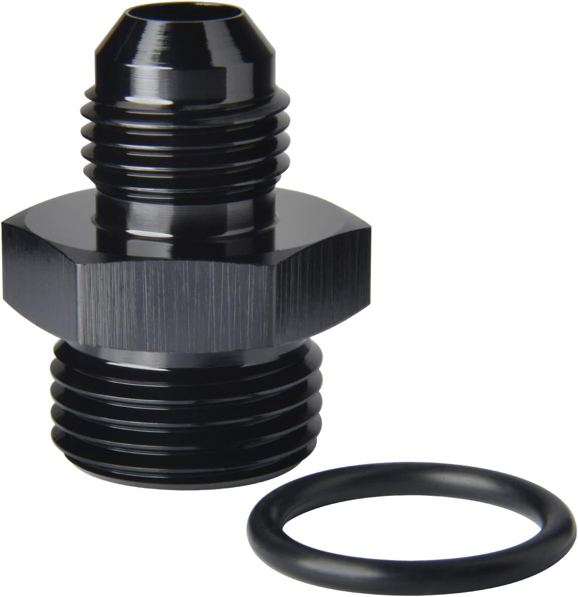 4AN Male Flare to 6AN ORB O-ring Boss Fuel Pump Rail Adapter Fitting Aluminum Black