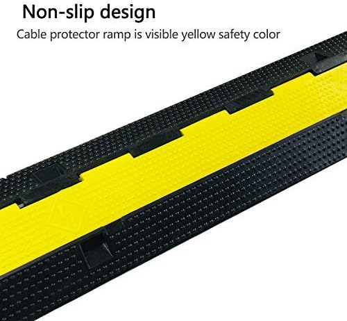 5 Pack Rubber Cable Ramp Hose Cable Protector Ramp 2 Channel 22000Lbs Load Capacity Traffic Speed Bump Wires Power Lines Extension Cord Cover for Indoor Outdoor