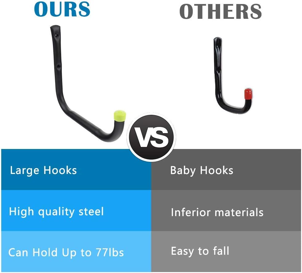 Intpro Garage Organization Hooks Heavy Duty Garage Storage Utility Wall Hooks Garden Tool Wall Hanger for Ladder Bike Shelf Hose Power Tool 6 Pack