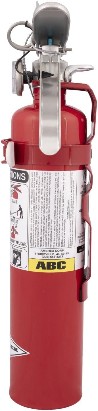 Amerex B417T ABC Dry Chemical Fire Extinguisher – 2.5 lb Rechargeable All-Purpose Extinguisher – Durable Aluminum Valve with Wall Bracket – Ideal for Home, Office, Auto & Garage Use
