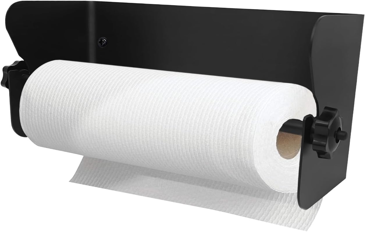 G-Sunny Garage Paper Towel Holder,Aluminum Wall-Mount Paper Towel Holder for Enclosed Trailer,Shop,Garage,Storage,5th Wheel,RV (Matte Black)