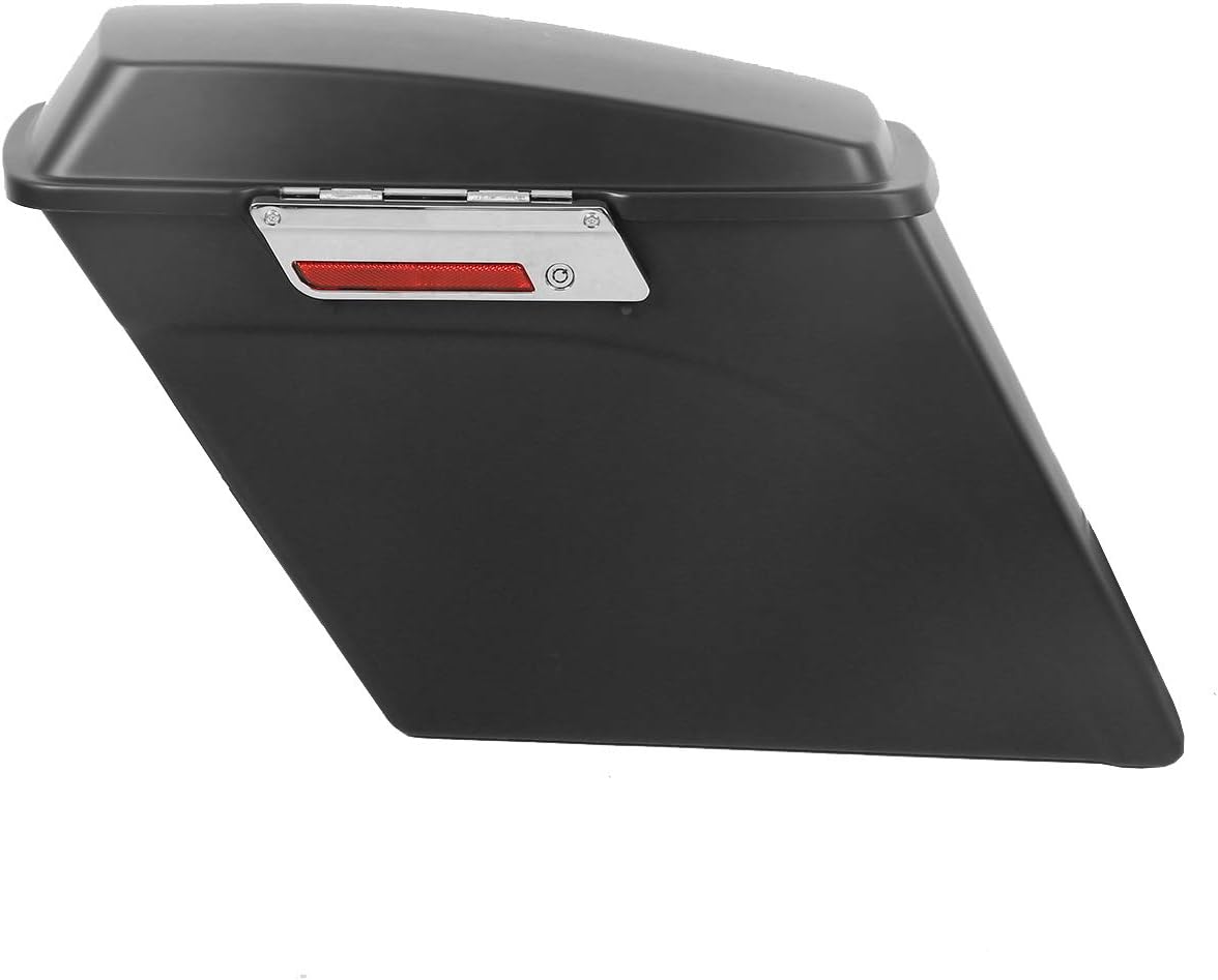 XFMT Motorcycle Stretched Saddlebags 5" Extended Hard Saddle Bags For Harley Touring Road King Street Glide Road Glide Electra Glide Ultra Classic 1993-2013, Matte Black