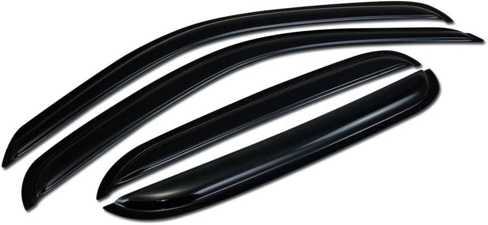 4Pcs Dark Smoke Tint Front Rear Window Deflector Sun/Rain/Wind Guards Shade Smoke Window Visors 2001-2004 Compatible with Toyota Tacoma Double/Crew Cab