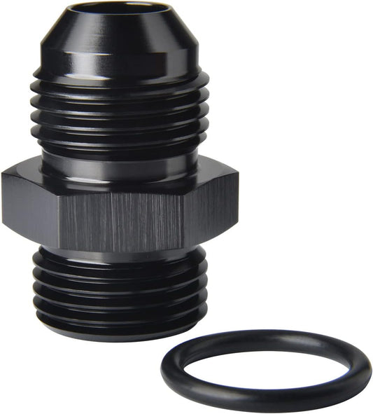 8AN Male Flare to 8AN ORB O-ring Boss Fuel Pump Rail Adapter Fitting Aluminum Black