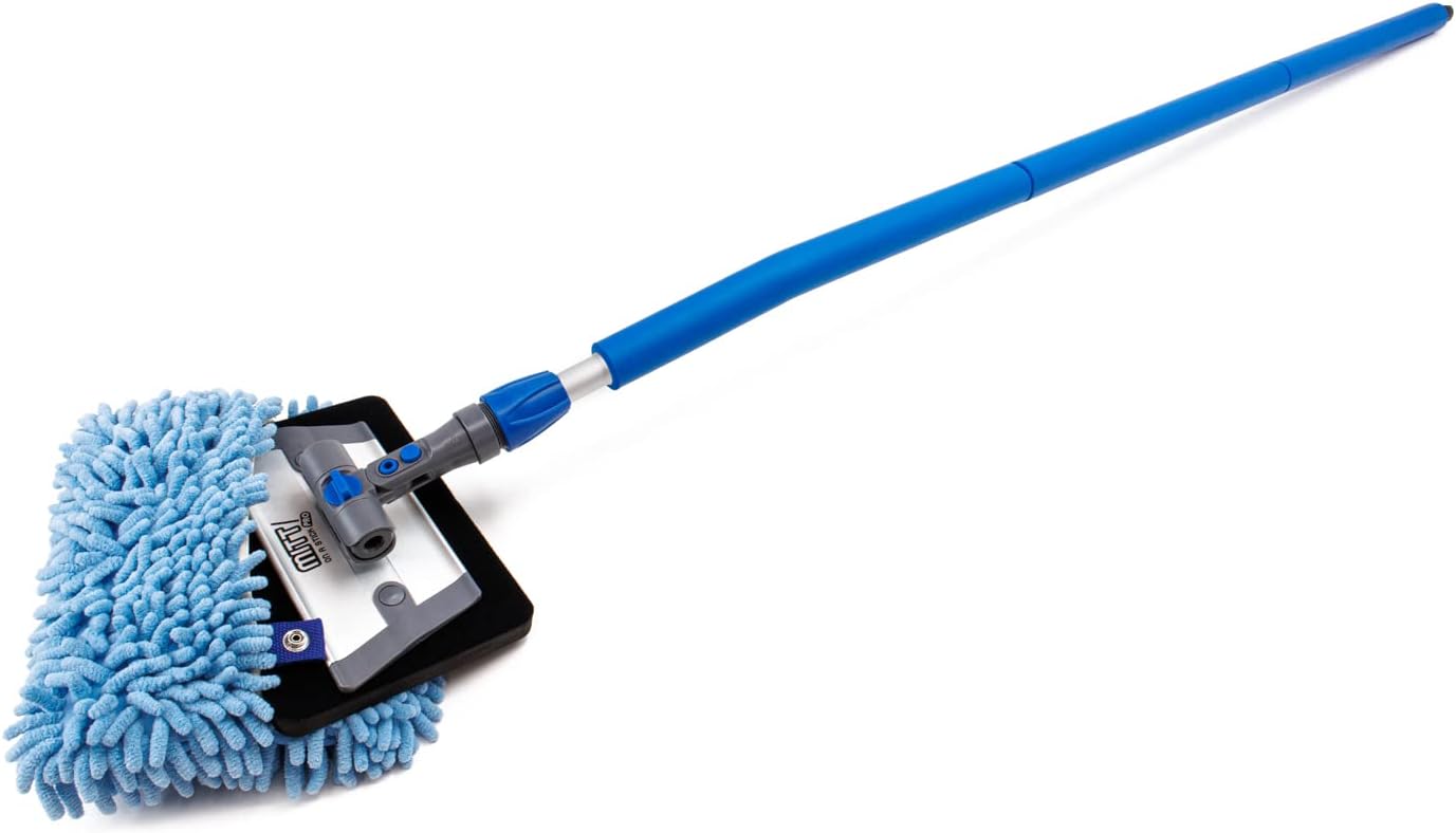 Autofiber [Mitt on a Stick PRO] Adjustable Head Car Wash Brush | 61" Sectional Angled Pole (Noodle Cover)