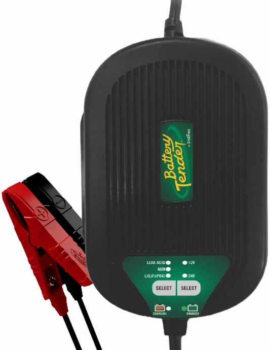 Battery Tender 5 AMP Selectable 12V / 24V Battery Charger and Maintainer - Switchable 5 AMP / 2.5 AMP Onboard Marine for Boat Watercraft - Screw Mountable Heavy Duty Weather Resistant - 022-0258-DL-WH