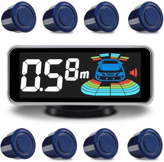 Car Parking Sensors Kit Reverse Radar parktronic System Auto Electronics Vehicle Back Assistant Reverse 8 Sensor (Dark Blue)