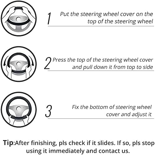 Leather - Car Steering Wheel Cover 15 inch Universal Fit Microfiber Steering Wheel Cover Anti-Slip, Soft, Breathable, Full Surround Car Wheel Cover (Red)