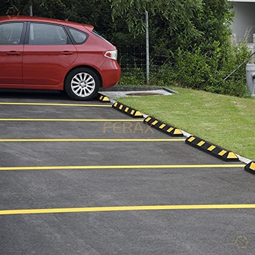 Parking Stopper for Garage 72" Long 1 Pack with 4 Installation Bolts High Reflective Yellow Safety Stripes Wheel Stop Stoppers for Car Truck RV and Trailer Stop Aid 1 Pack