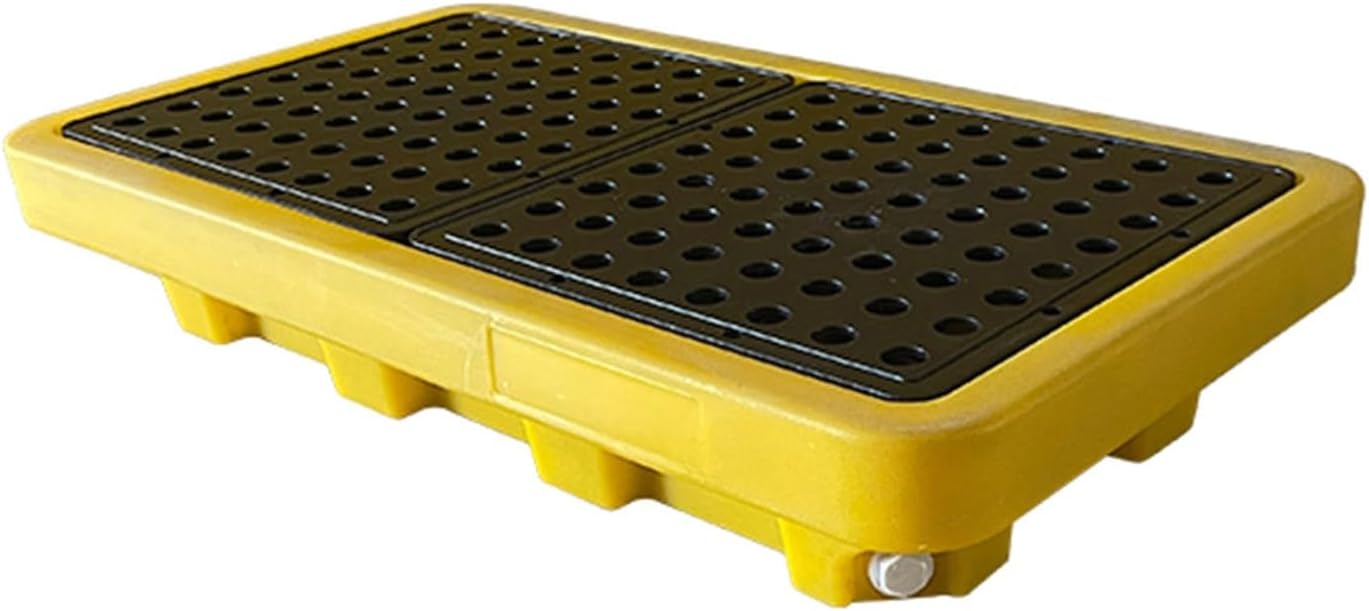 2 Drum Containment Spill Pallet, Polyethylene Low Profile Paint Bucket Tray, Industrial Garage Storage Detachable Shipping Leakproof Platform (Color : Yellow-5 Pack, Size : 26.2"x14.2"x4.7"