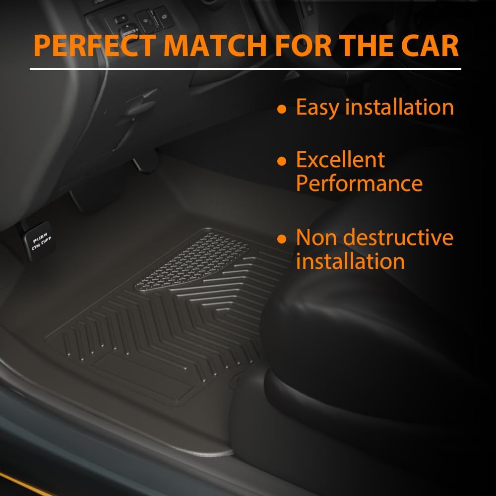 G-Plus Floor Mats 3PCS Compatible with Tesla Model Y 2020-2024(Fit 5-Seat, NOT Fit 7-Seat),TPE All Weather Full Cover Protection 1st & 2nd Row Floor Mats Accessories Black