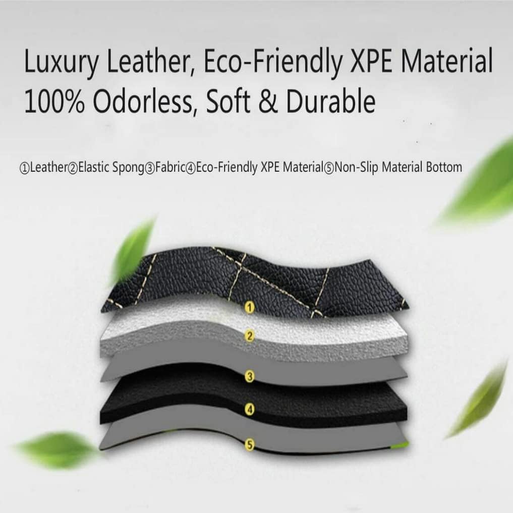 Custom All-Weather Protection Leather Car Floor Mats for Cars Sedan SUV Sports Car Waterproof Floor Mat (Black Beige)