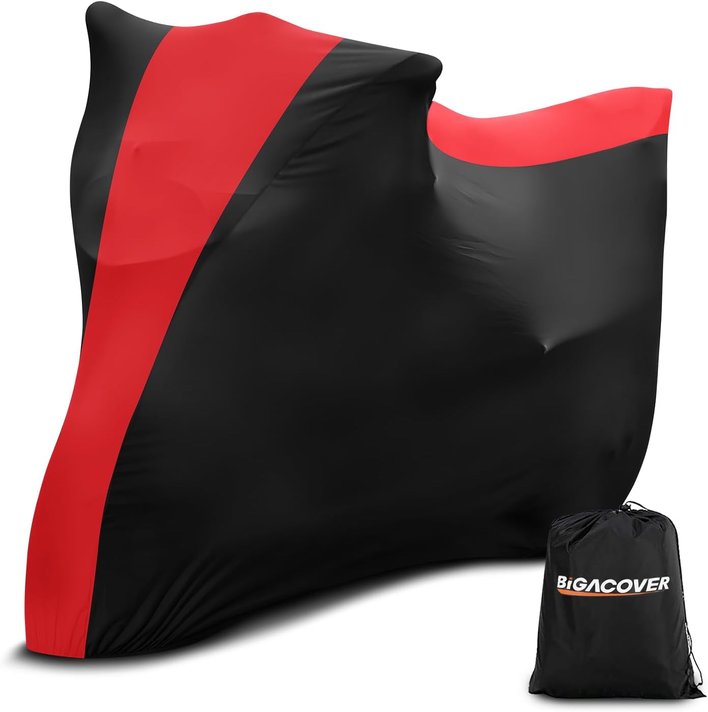 Indoor Motorcycle Cover, Soft Stretch Elastic Dustproof Protection Windproof Cover for Bike, Black and Red Stitching Motorcycle Cover for 109 x 41 x 54 in