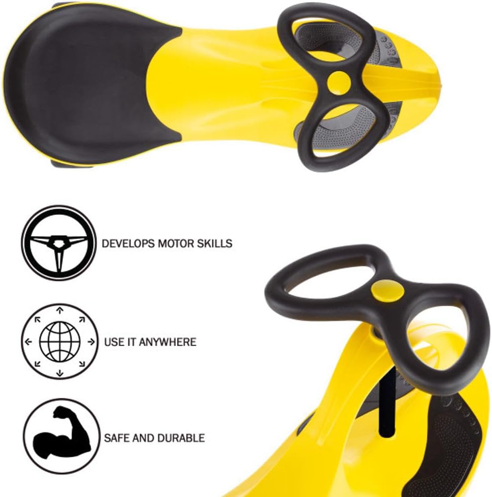 Wiggle Car - Ride on Toy for Ages 3 and Up - Toddler Ride on Toys with no Batteries, Gears or Pedals Just Twist, Wiggle, and Go by Lil’ Rider (Yellow)