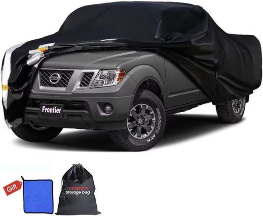 Nissan Frontier Truck Cover Custom Fit 1998-2020 King Cab/Crew Cab SB (4.6'-6.2') with Door Zipper, 12 Layers Full Exterior Pickup Truck Cover Waterproof All Weather,Wind Dust Sun and UV Protection.