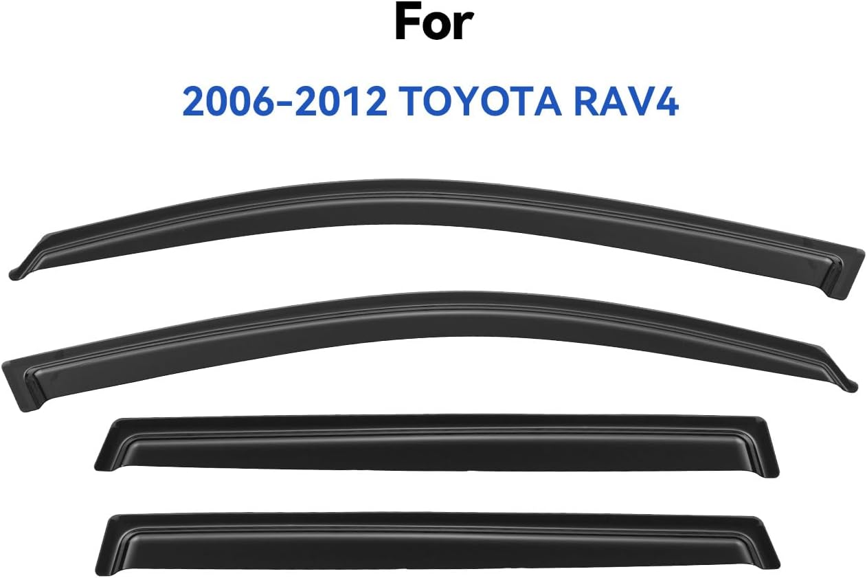 Window Visors Rain Guards Shield for 2006-2012 Toyota Rav4, Out-Channel Window Vent Wind Deflectors Visors Shades for 06 07 08 09 10 11 12 Rav4