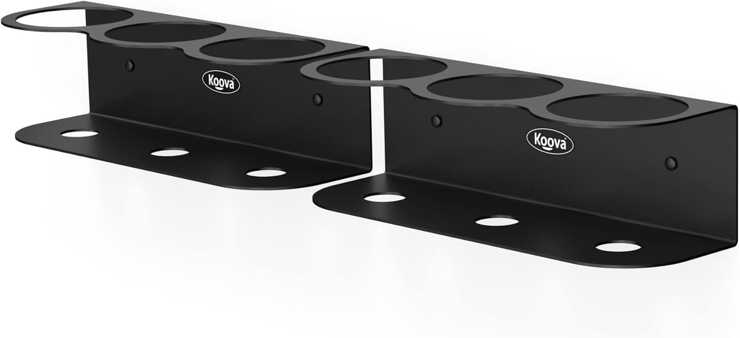 Koova 6 All-Purpose Spray Bottle Holder | Easy Install Wall Mount Hardware Included | Heavy-Duty Powder Coated Steel Storage Rack for Garage And Home | Craft Workspace Paint Bottle Organizer USA Made