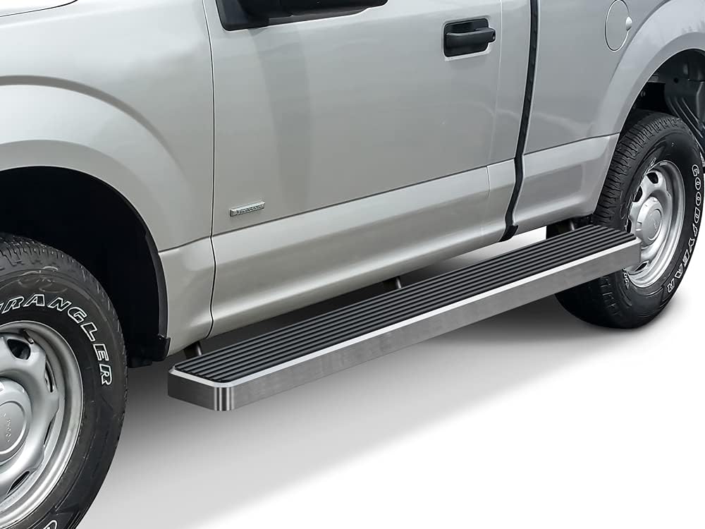 APS (Polished 304 Stainless Steel 6in Wheel to Wheel) Running Boards Nerf Bars Compatible with Ford F150 2015-2025 Regular Cab 6.5ft Bed & F-250 F-350 Super Duty 2017-2025