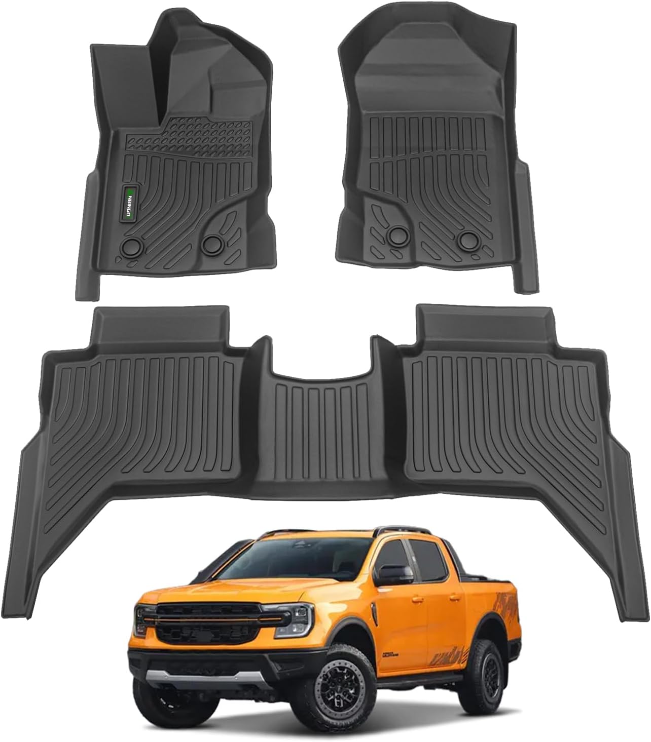 ANBINGO®-Car Mats Custom for Ford Ranger 2024-2019 (SuperCrew Cab) All Weather for Ford Ranger Floor Mats Protection TPE Waterproof Ranger Car Floor Liners, for 2024 Ranger Accessories