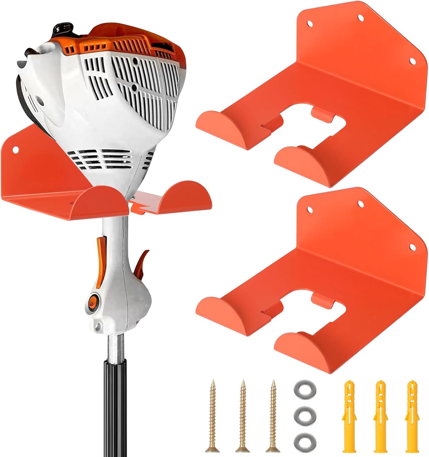 Garage Organizer Trimmer Rack, 2 Pack Heavy Duty Weed Eater Hanger Garage Storage, Wall Hanging Garden Power Tool Hanger Weedeater Rack