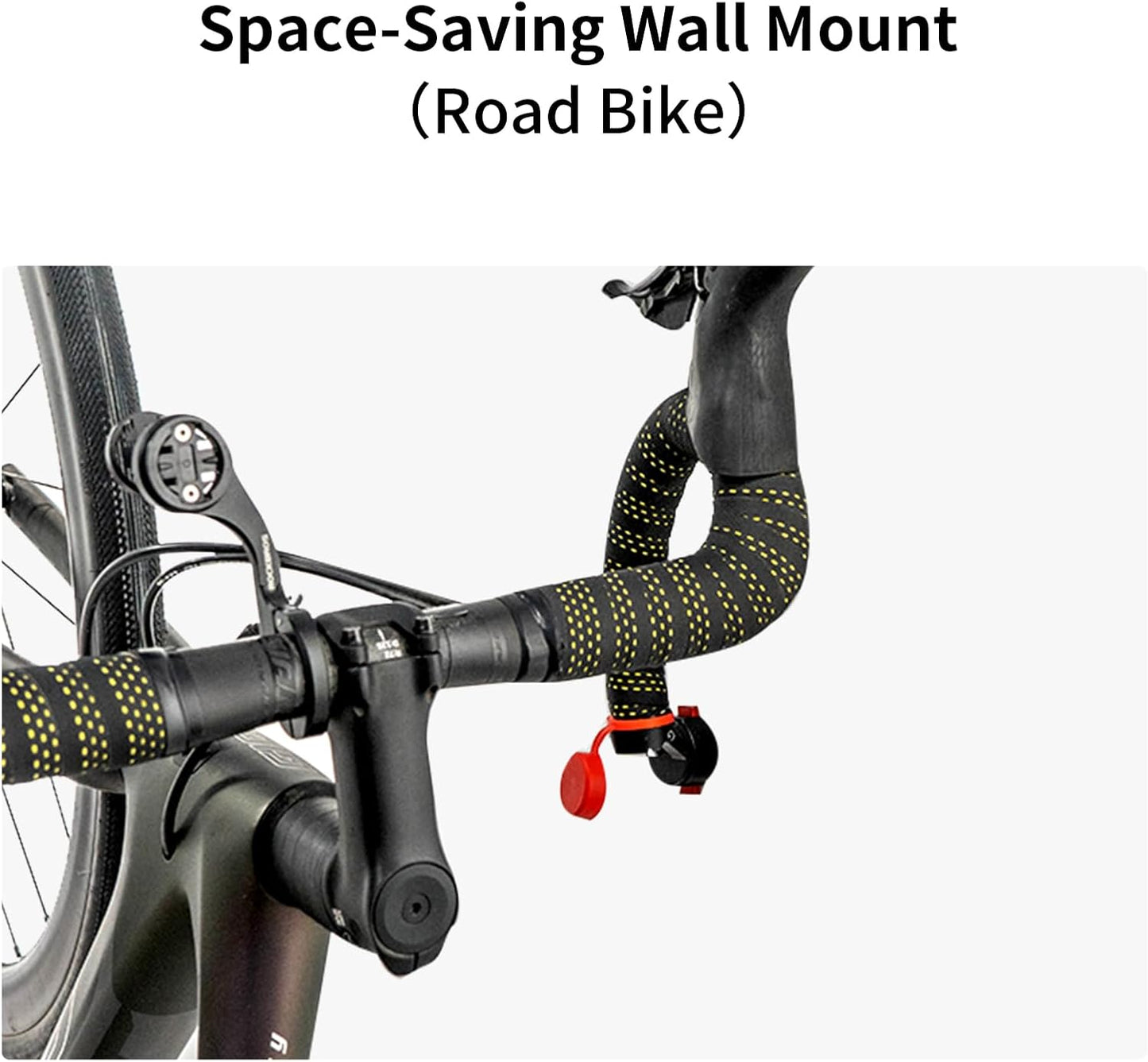 Road Bike Handlebar Wall Mount, Space-Saving & Easy Installation, Sturdy Garage Bike Storage Holds Up to 66lbs