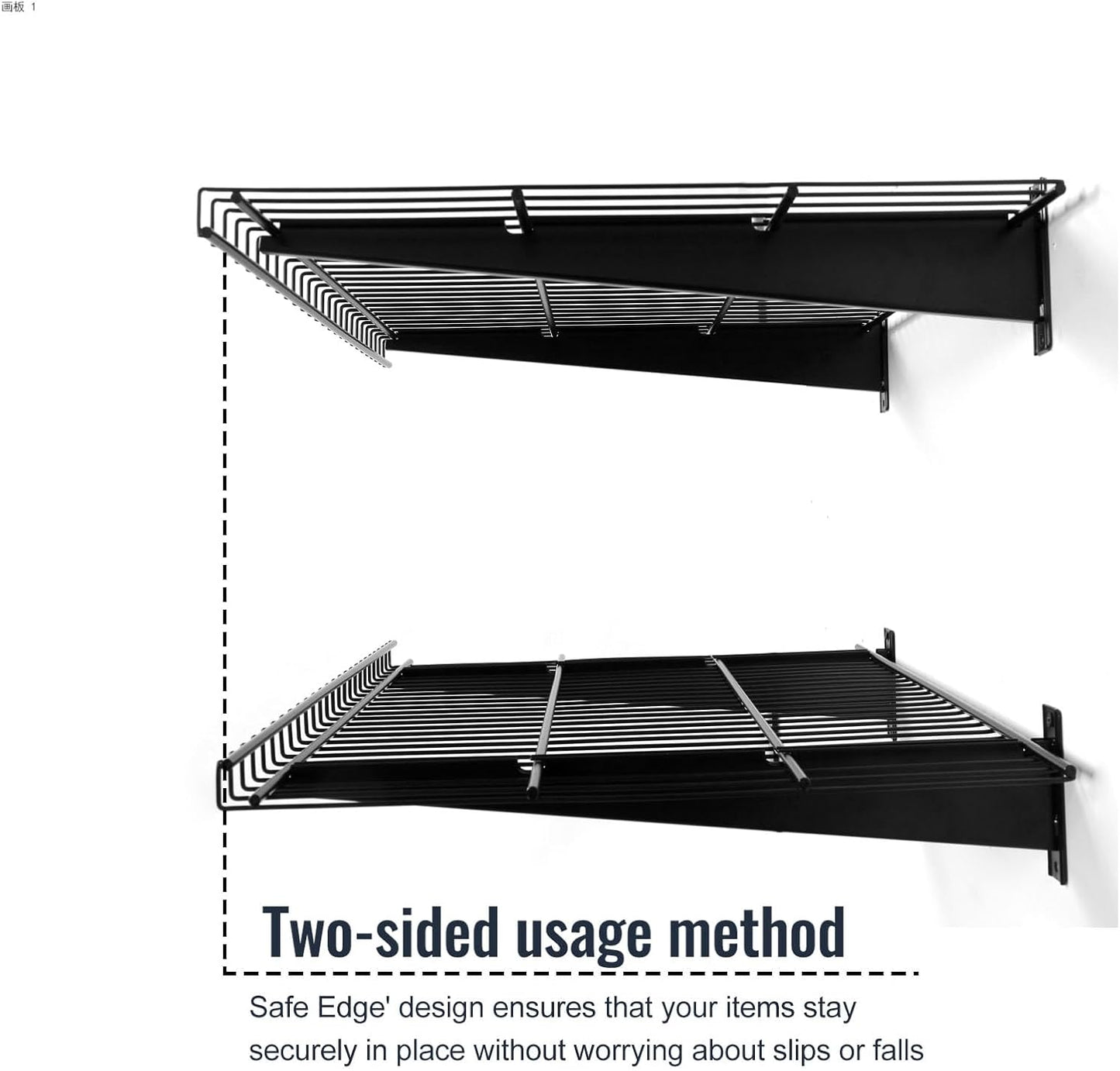 2 Pack Garage Wall Mounted Shelf, 23.6" x 11.4" Heavy Duty Wall Storage Shelves for Garage, Workshop, Laundry Room and Kitchen, Max Load 50 lbs (Black,2 Pack)