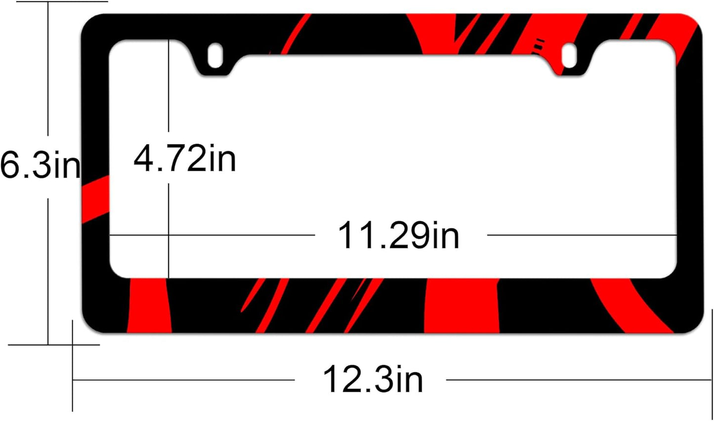 Stainless Steel Red Black License Plate Frame Red Metal License Plate Frame Car Tag Frame Holder Cover Front Rear Car License Plate Covers for Men Women 12.3" X 6.3"