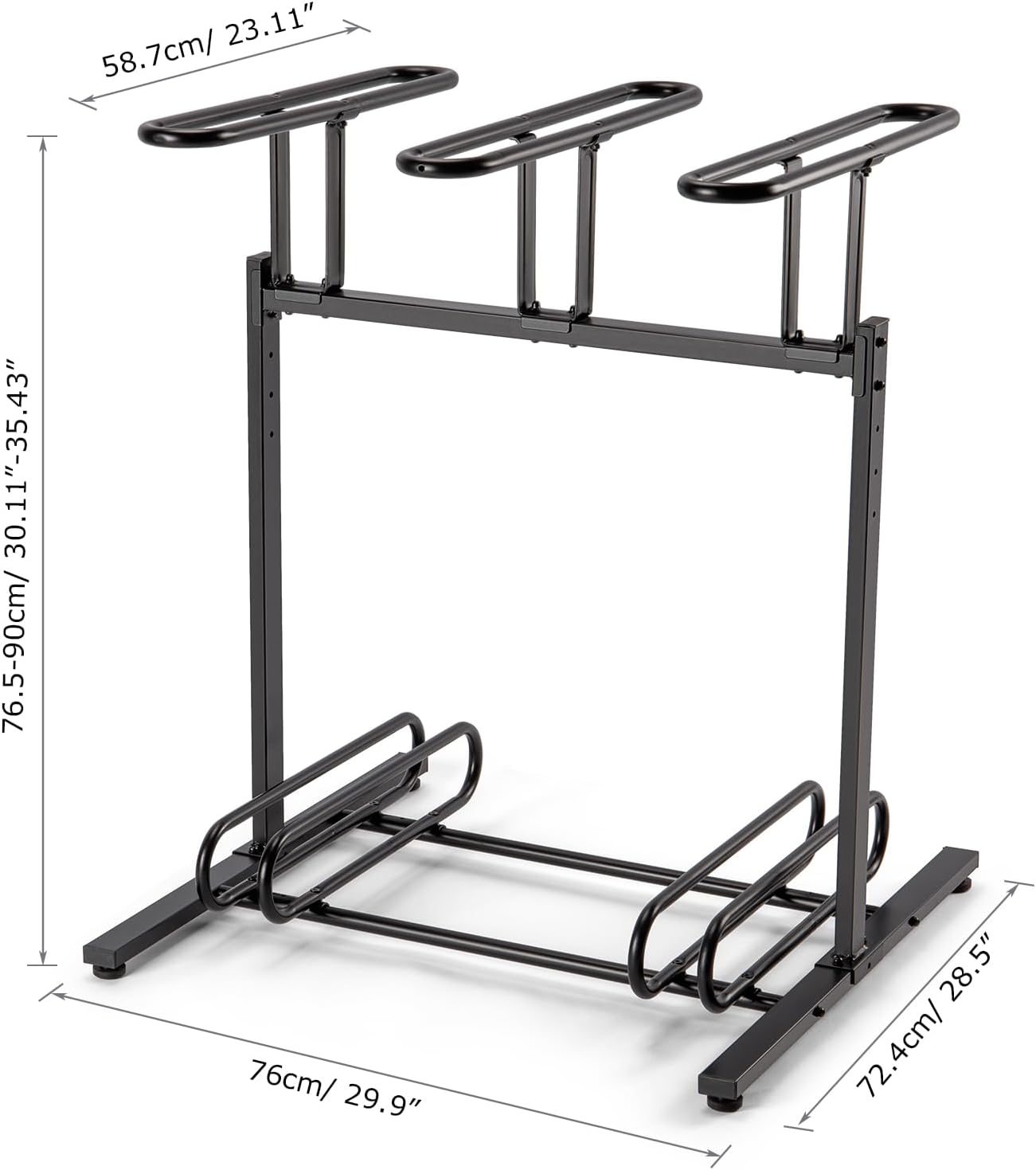 CXWXC 3/5 Bikes Stand Rack - Bike Storage Parking Racks Indoor/Outdoor - Bicycle Stand Garage for Parking Mountain Road Hybrid Bike, Fits Wheels up to 2.4" (3 Adult + 2 Kids Bikes)