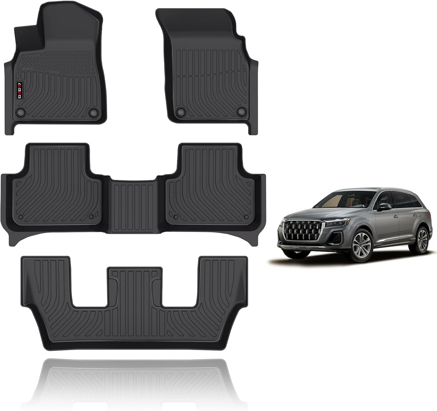 KELCSEECS Floor Mats Custom for Q7/SQ7 2025 2024-2020 Car Mats Custom for Q7 Automotive All Weather Floor Liners Front& Rear& 3rd Row Full Set Accessories