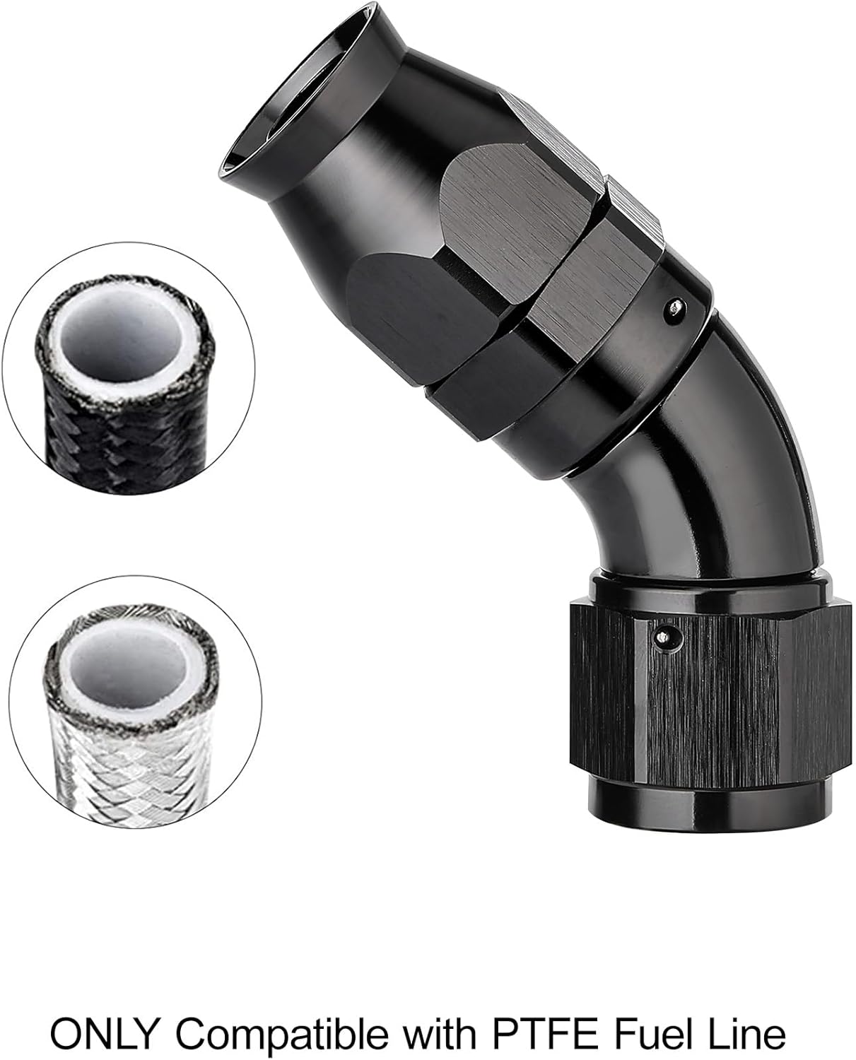 EVIL ENERGY 10AN 60 Degree PTFE One Piece Full Flow End Hose Fitting Aluminum Black