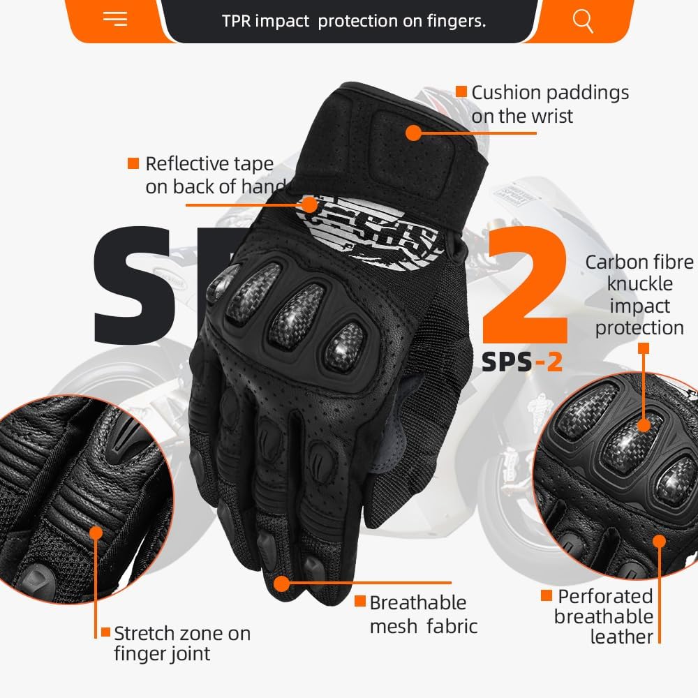 Seibertron SPS Series Touchscreen Motorcycle Motocross BMX ATV MTB Bicycle Cycling Full or Half Finger Gloves Adult and Youth