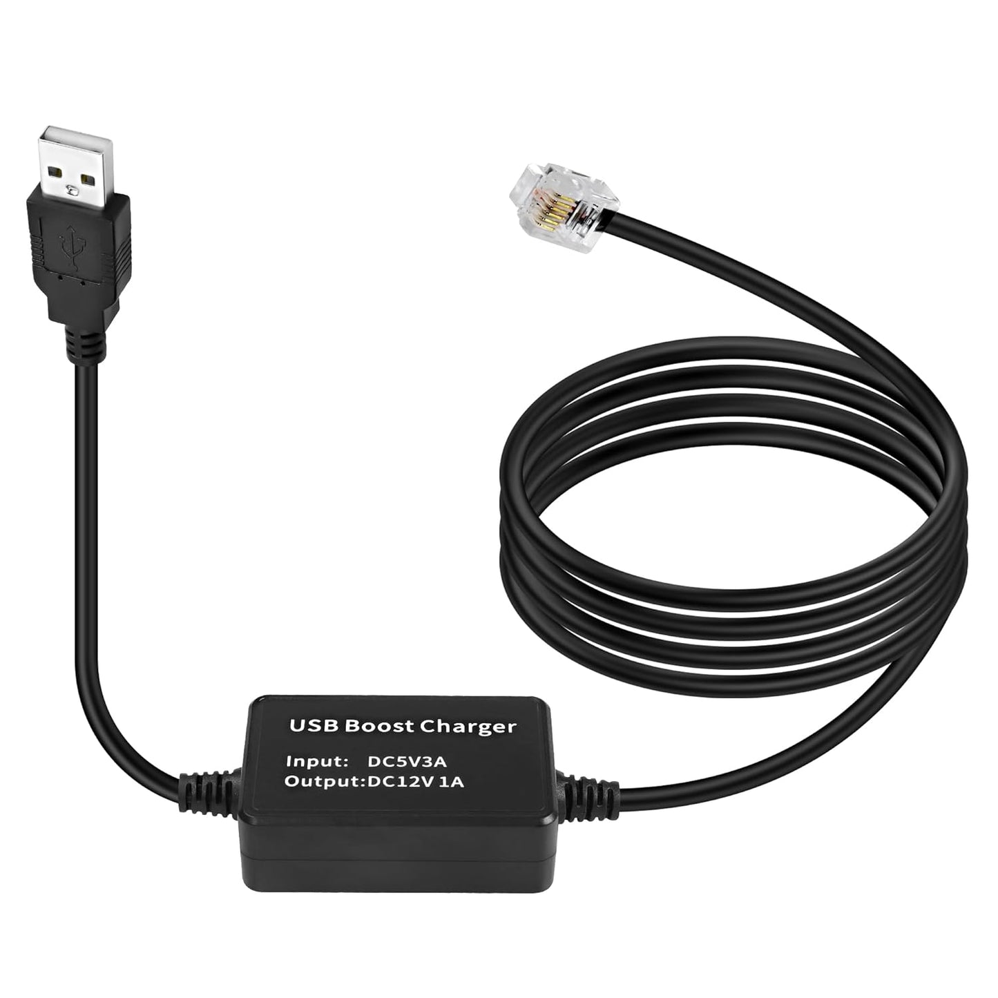 MEIRIYFA Radar Detector Power Cable,USB 5V to 12V RJ11 Radar Detectors Replacement Power Cord Step Up Boost Adapter Cable w/RJ-11 Telephone Connector(1.5M)