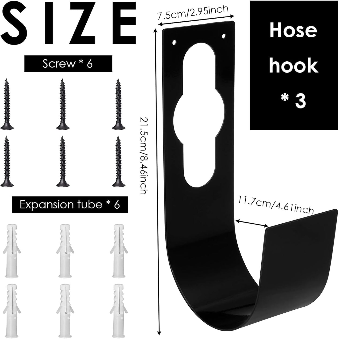 3Pcs Garden Hose Hanger Hook Carbon Steel Expandable Hose Holder Rack Wall Mounted Metal Faucet Hanger Hook for Garage Storage