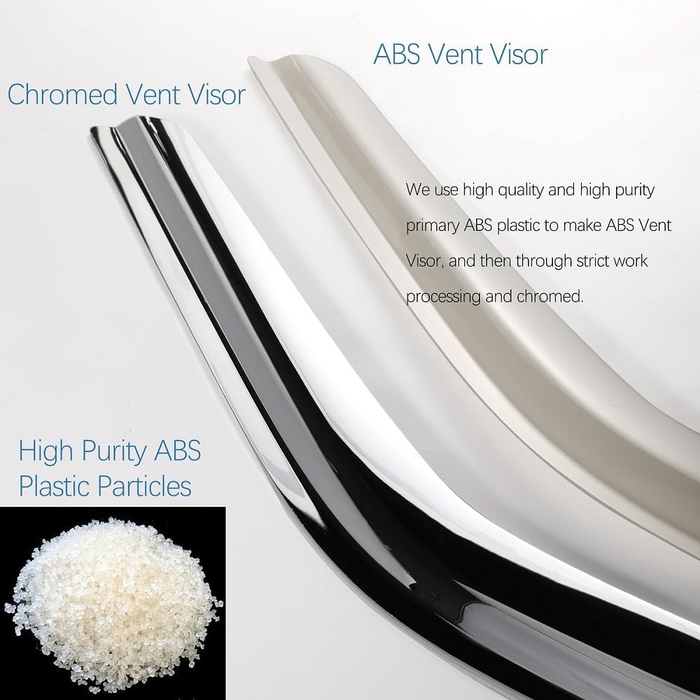 94251Y Chrome Side Window Visor Wind Vent Deflector,4pc Outside Mount Style Shade Sun Rain Guards Set fit for 2008-2016 Chevy Town & Country,2008-2020 Dodge Grand Caravan