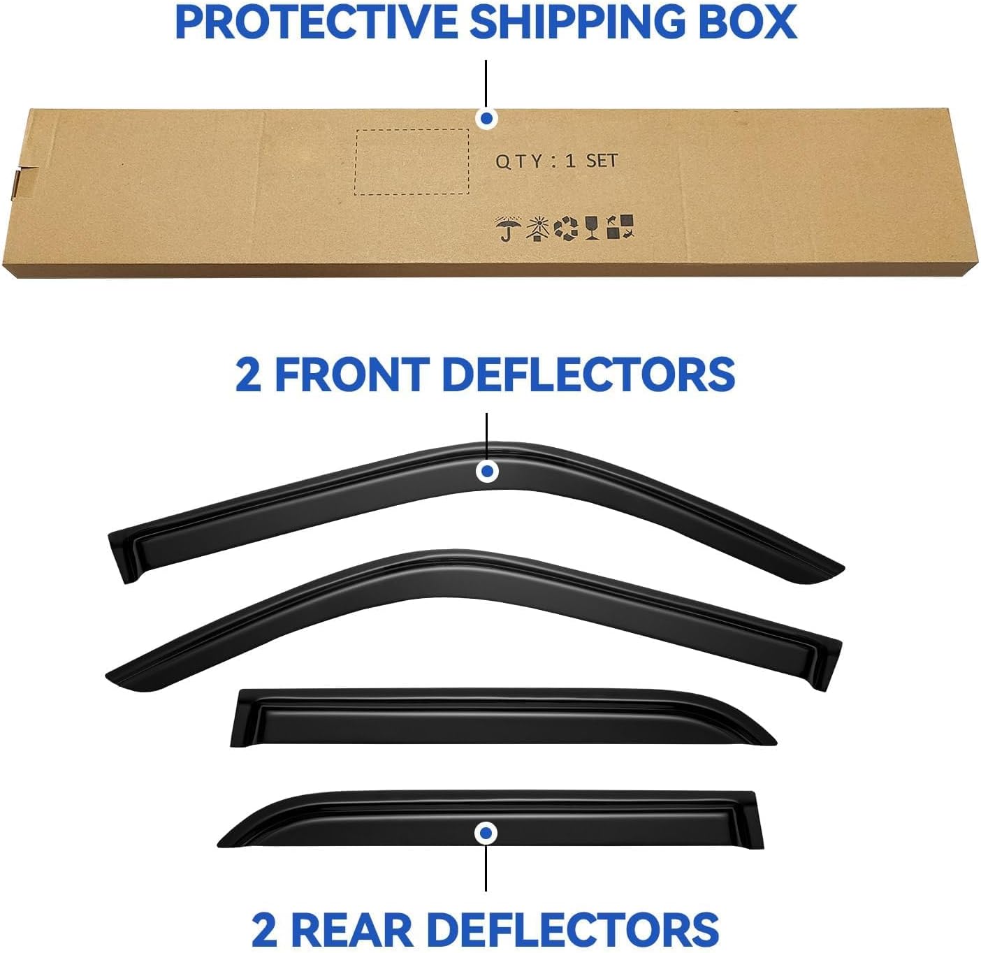 Window Visors Rain Guards for 1996-2002 Toyota 4Runner, Out-Channel Window Vent Wind Deflectors Visors Shades for 96-02 4Runner