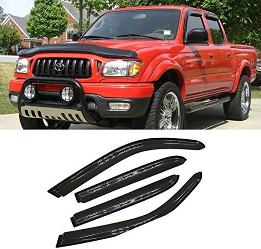 4pcs Outside Mount Style Window Rain Guards Durable Side Wind Deflectors Dark Smoke Vent Nice Window Visors Compatible With 2004-2006 Tundra Crew Cab (Double Cab) Pickup