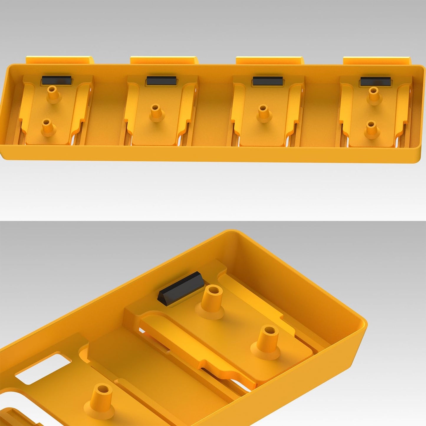 Battery Rack Compatible with DeWalt 20V Battery Holder, Mount 4 Slot Bulk Battery Garage Tool, Tools for Dewallt 20v, Wall Display Hook Holder (Yellow-4pc)